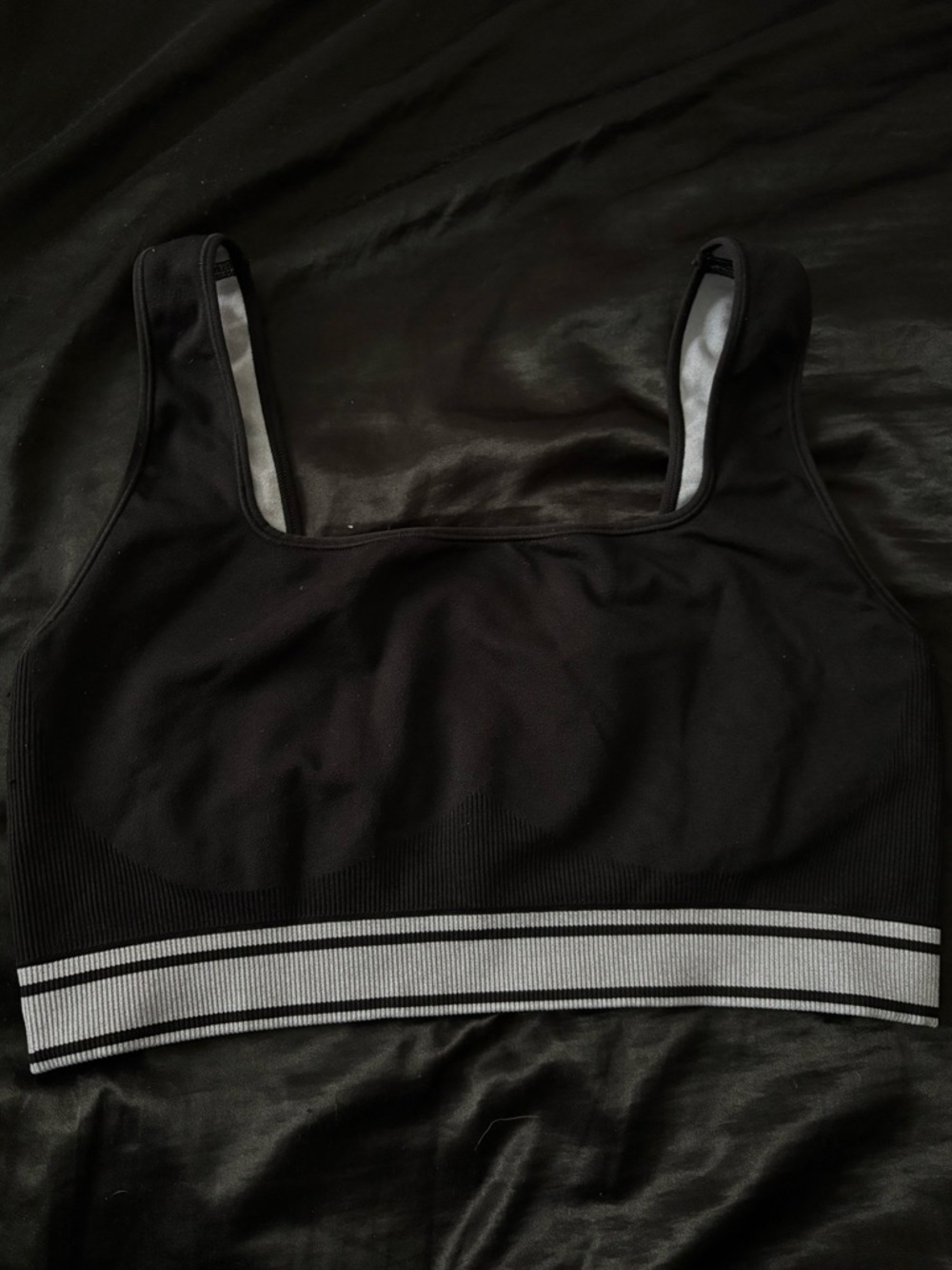 PINK Victoria's Secret Black Seamless Sports Bra with Light Stripe